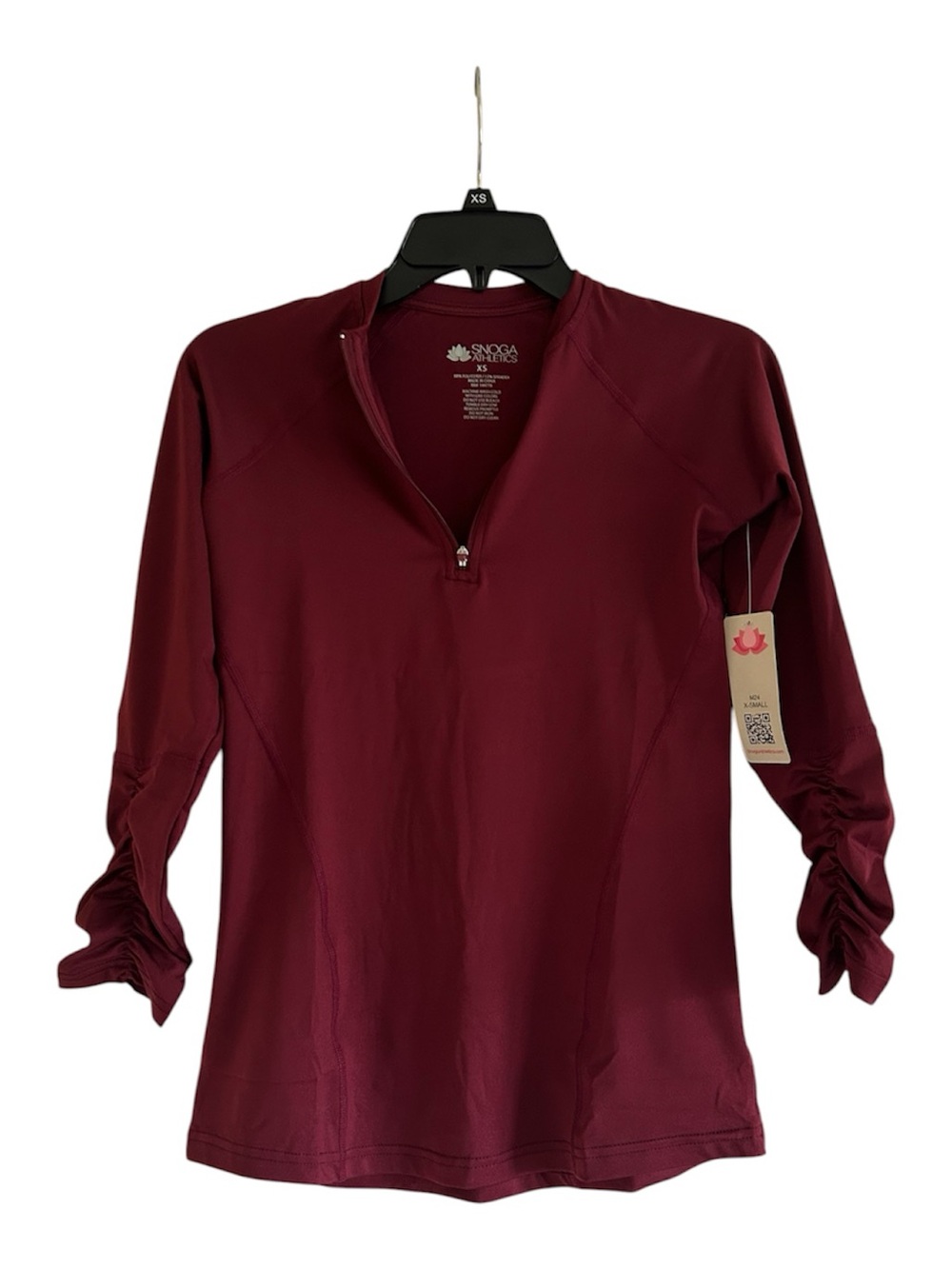 Snoga Athletics Quarter Zip Size XS Ruched Sleeve Short Sleeve Athletic Top